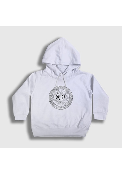 Presmono Unisex Çocuk Red Rocks Gojira Kapüşonlu Sweatshirt Beyaz