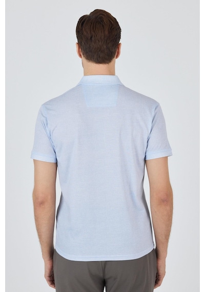 Kısa Kol Baskılı Pike Polo Yaka Cepsiz Slim Fit Tişört 1011250168 Koyu Mavi