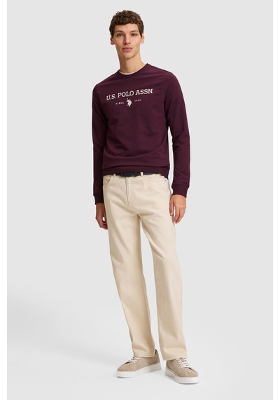 U.S. Polo Assn. Erkek Bordo Bisiklet Yaka Regular Fit Basic Sweatshirt 50333273-vr180 Dark Plum