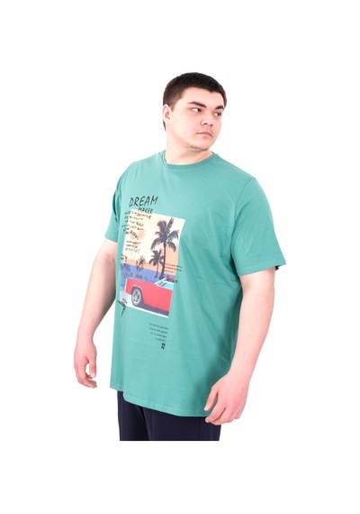 Mode Xl Büyük Beden Erkek Baskılı T-shirt Palm Dream U25026 Çağla Çağla Yeşili