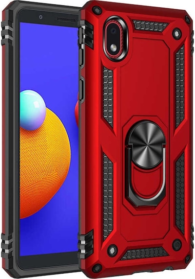 Galaxy A01 Core Kılıf Zore Vega Yüzüklü Standlı Zırh Kılıf