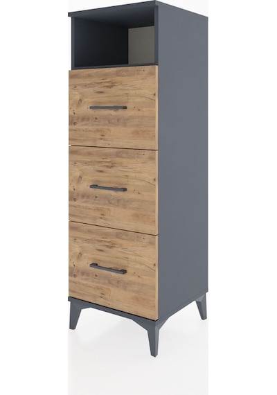 Hyperion Dolap Tek Raflı 3 Çekmeceli 44x44x134 Antrasit-çam Antrasit