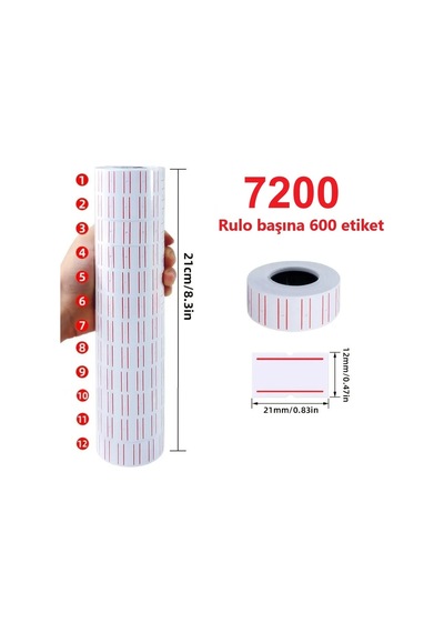 Mx5500 Meto 12x21cm Beyaz Kırmızı Çizgili Fiyat Etiketi 12.adet.etiket