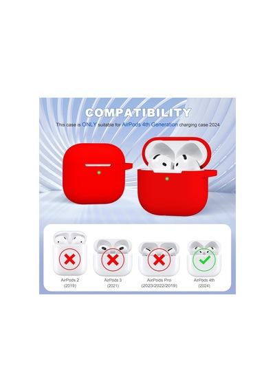Apple Uyumlu AirPods 4. Nesil Kılıf Standart Yumuşak Silikon Kılıf Kırmızı