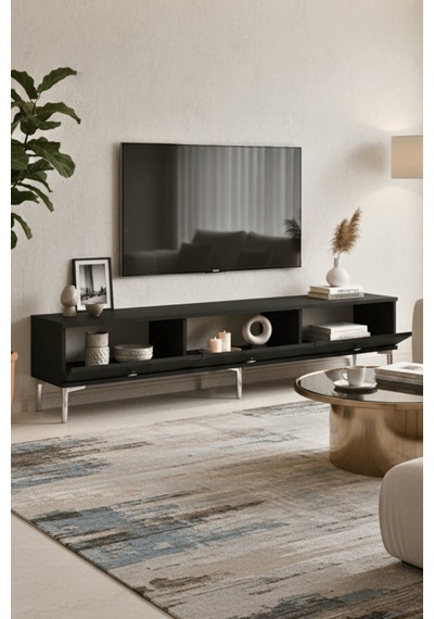 Tsa1897dbs - Alfa Tsa180 Tv Stand, Tv Sehpası Ve Tv Ünitesi Safirmeşe - Beyaz - Sılver 180cm