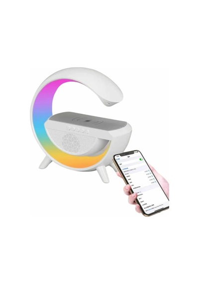 Bluetooth - 895 - Hoparlör G Şekli Atmosfer Akıllı Rgb Lamba Wireless - Flzdgnkr - Kablosuz Şarj