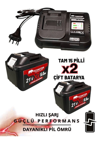 Schmıtzer Sch-9502k Pro 21v 15 Pilli Çift Akülü Kömürsüz Darbeli Vidalama 650 Nm Somun Sıkma Sökme Matkap