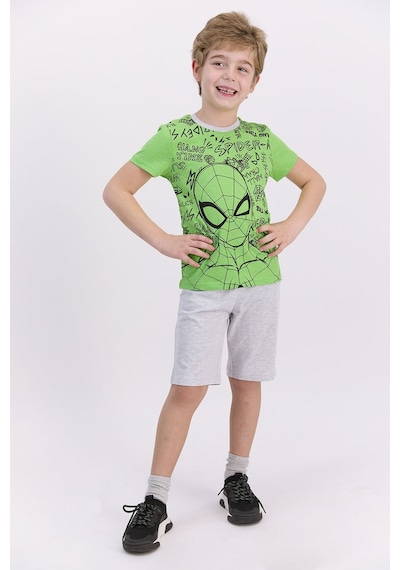 Spiderman Lisanslı Lime Yeşili Erkek Çocuk Bermuda Takım 5274-27523 Lime