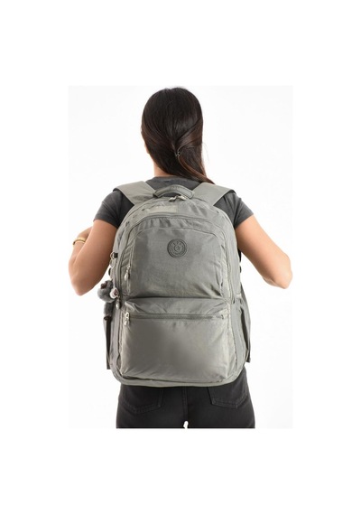 Baginn Unisex Kadın Sırt Çantası Gümlük Kullanıma Uygun Büyük Boy Seyahat Çantası 43 30 Cm Okul Çantası Gri