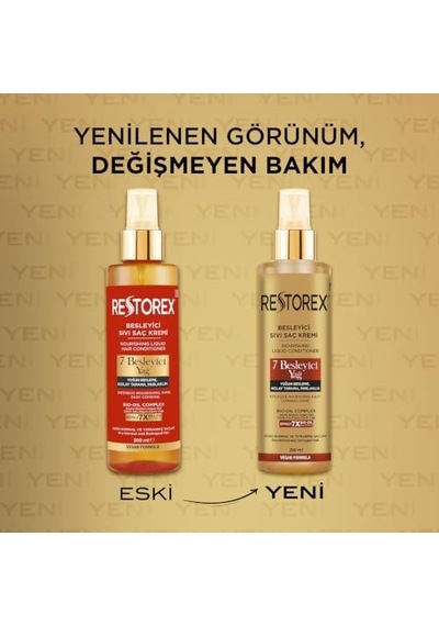 Restorex Besleyici Bakım Sıvı Saç Kremi 200 Mililitre, 7 Besleyici Yağ