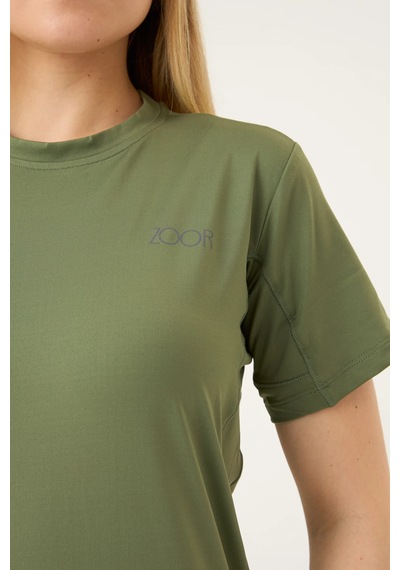 Zoor Kadın Kısa Kol Compression Fitness Gym Spor Body Tshirt Yeşil