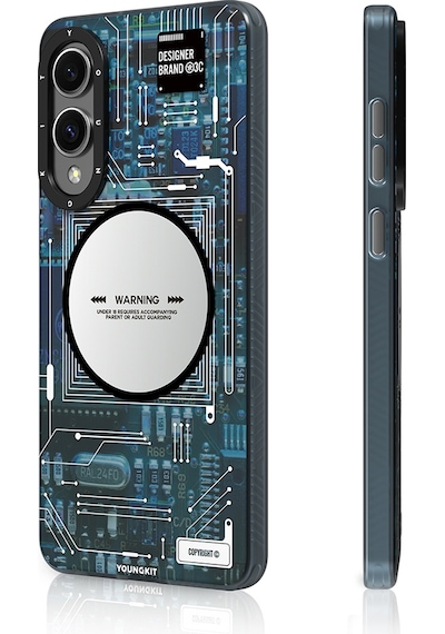 Galaxy S25 Edge Kılıf M-safe Uyumlu Youngkit Technology Serisi Kapak Mavi