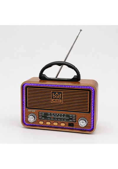 Retro Ahşap Tasarım Nostaljik Radyo Bluetooth Hoparlör Çok Bantlı Fm/am/sw Led Işıklı Taşınabilir Müzik Çalar