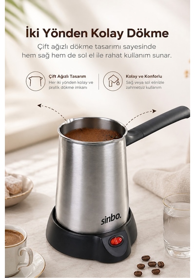 Scm-2958 İnox Elektrikli Türk Kahvesi Cezvesi 400 Ml 6 Fincan