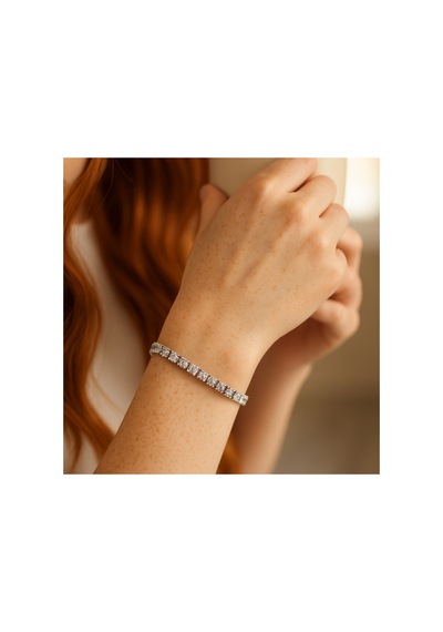 925 Ayar Gümüş Zirkon Taşlı Su Yolu Kadın Bileklik Rodyum Kaplama 18 Cm Özel Gün Hediyesi Gümüş - 819655736 Gümüş