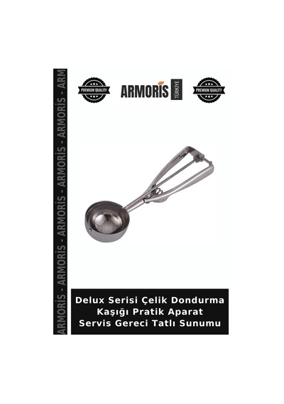 Delux Serisi Çelik Dondurma Kaşığı Pratik Aparat Servis Gereci Tatlı Sunumu Çok Renkli