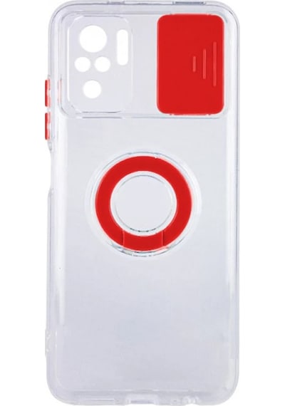 Ally Xiaomi Redmi Note 10 - 10s Kılıf Sürgülü Kamera Lens Korumalı Yüzük Standlı Silikon Kılıf- 5775 Şeffaf