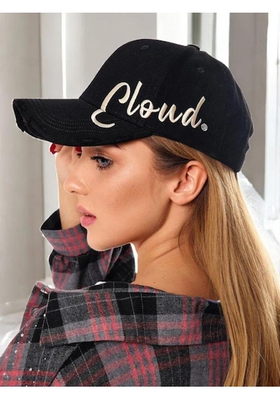 Valkyrie Unisex Eskitme Detaylı Şapka Yazı Nakışlı Ayarlanabilir Beyzbol Şapkası Siyah