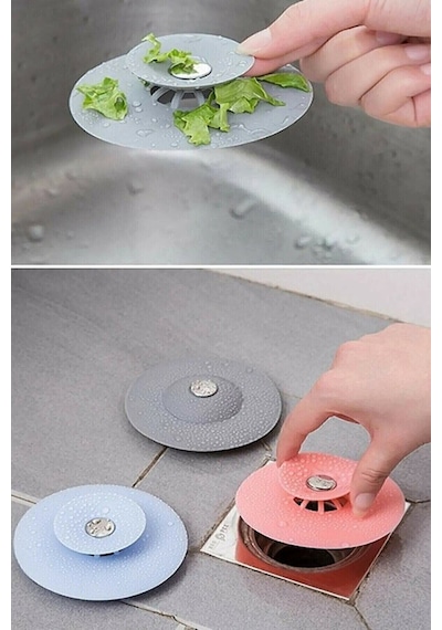 Mutfak Evye Lavabo 2 Kademeli Dokunmatik Lavabo Tıkacı Silikon Çok Renkli