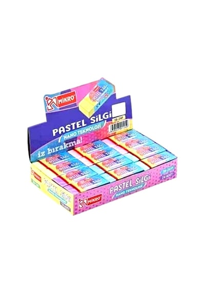 Mikro Silgi Renkli Soft Pastel 2b-24 - 10 Adet