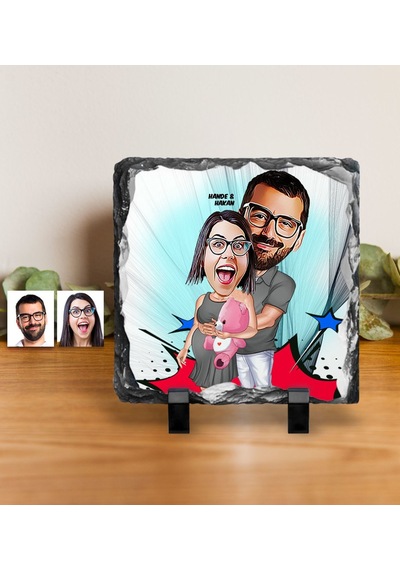Kişiye Özel Bebek Bekliyoruz Karikatürlü Dekoratif Doğal Taş