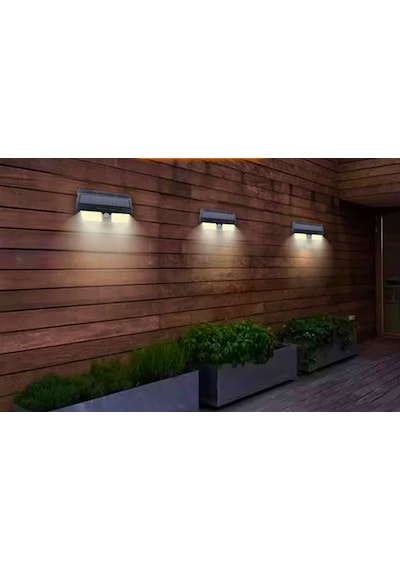Sensörlü Solar Led Çiftli Duvar Tipi Aplik Led Su Geçirmez 96cob