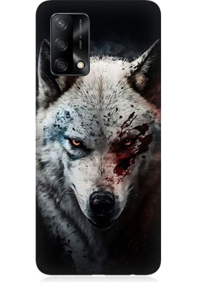 Oppo A74 Uyumlu Savaşçı Boz Kurt Desenli Silikon Kılıf