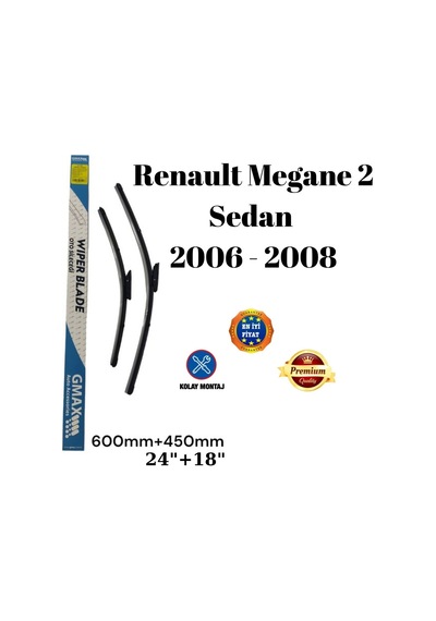 Renault Megane 2 Sedan 2006 2007 2008 Uyumlu Ön Cam Silecek Süpürgesi Seti 600+450mm