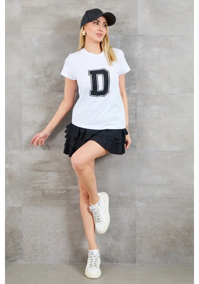 Bigümex D Baskılı T-shirt Beyaz