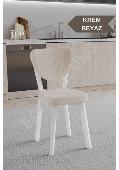 Faymend 2 Adet Elma Model Mutfak Sandalyesi Salon Sandalyesi Yemek Sandalyesi Cafe Restaurant Sandalyesi Krem