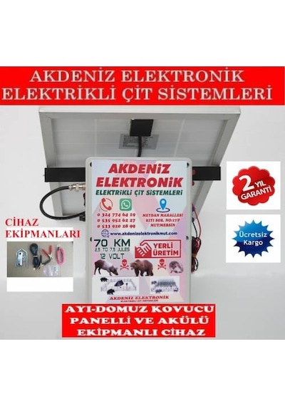 Ayi-Domuz Kovucu Elektrikli Çit Sistemi Panelli ve Akülü
