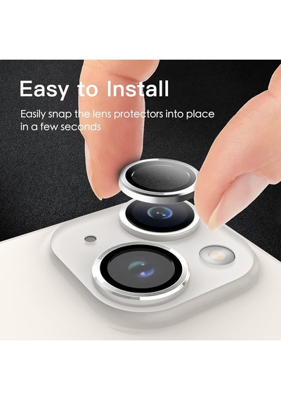 Apple Uyumlu iPhone 14 Plus Raze Metal Kamera Lens Koruyucu Gümüş