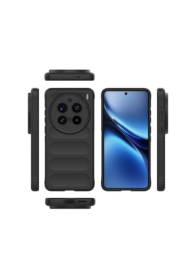 Vivo X200 Pro Kılıf Esnek Tpu Oyuklu Arka Yüzey Tasarımlı Mkst Etnik Silikon Kapak - Siyah Siyah