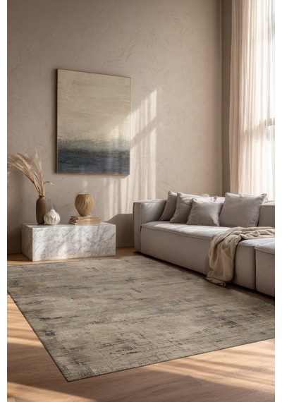 Porto 81 Bej Pastel Soyut Çok Renkli Modern Halı İnce Kilim Halı Hol Yolluk Ev Oda Salon Halısı Bej 2