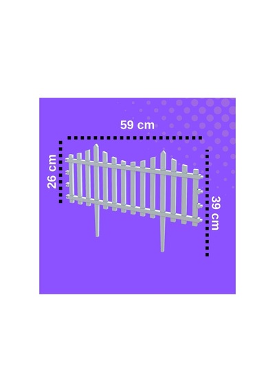Dekoratif Bahçe Çiti, Plastik Çit, Peyzaj Çiti, Modern Bahçe Çiti 8 Adet 4,72 Metre 39x59cm Beyaz