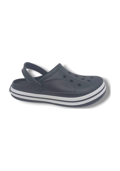 Zerhan Cflex 22233 Unisex Siyah Beyaz Siyah Sabo Terlik Sandalet Siyah