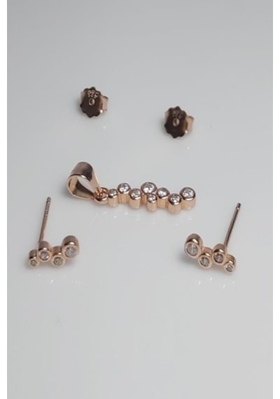 925 Ayar Rose Zincirsiz Su Yolu Ikili Gümüş Set