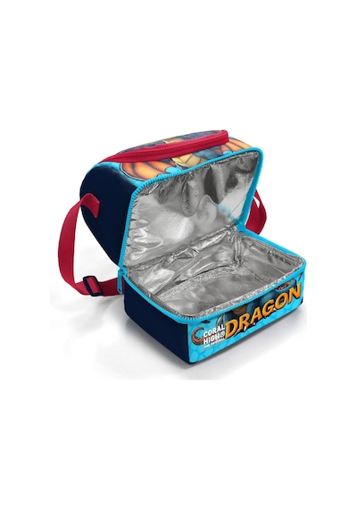 Coral High Erkek Çocuk Mavi Sarı Dragon Desenli İki Katlı Okul Beslenme Çantası 37206 Mavi - Kırmızı