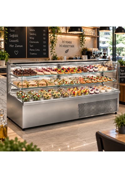 Öztiryakiler Soğuk Düz Camlı Teşhir Dolabı 200 Cm 480 Litre