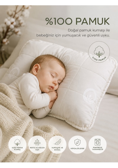 Viscolog %100 Organik Pamuk Bebek Uyku Yastığı Tela Çantalı 35x45 CM