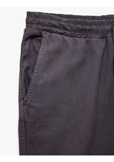 Koton Cep Detaylı Pamuklu Gabardin Beli Bağcıklı Pantolon Antrasit 5sam40179hw Antrasit