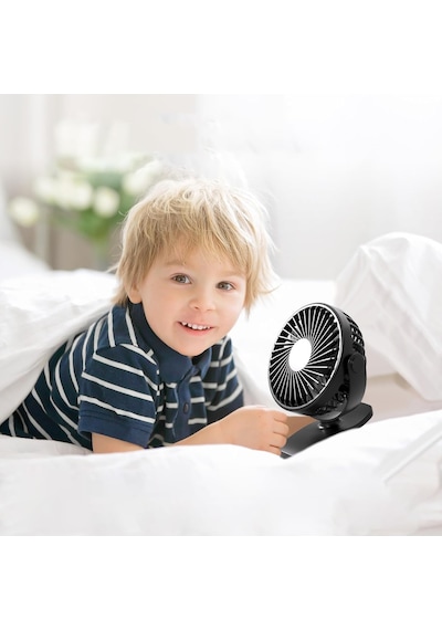 Şarjlı Usb Mini Klipsli Vantilatör Fan - 3 Kademeli - 360 Hareketli - Bebek Arabası, Ofis, Mas