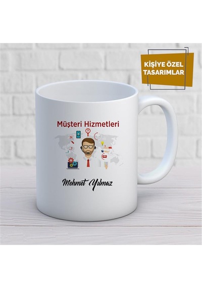 Kişiye Özel İsim Yazılabilir Müşteri Hizmetleri Kupa Bardak Çok Renkli