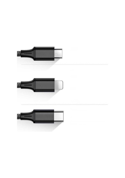 Wiwu YZ108 3 in 1 USB Hızlı Şarj ve Data Kablosu Siyah