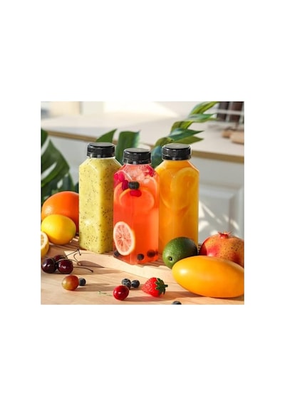 Kapaklı Şeffaf Plastik Smoothie Detoks Şişesi 0