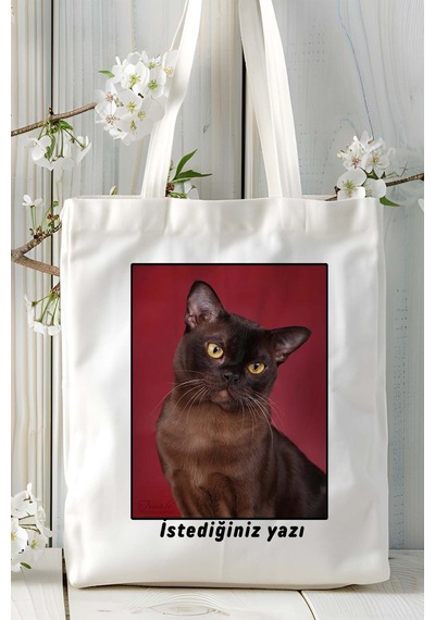 Art Hediye Havana Kedi Baskılı Omuz Çanta Kişiye Özel Model 4 Çok Renkli