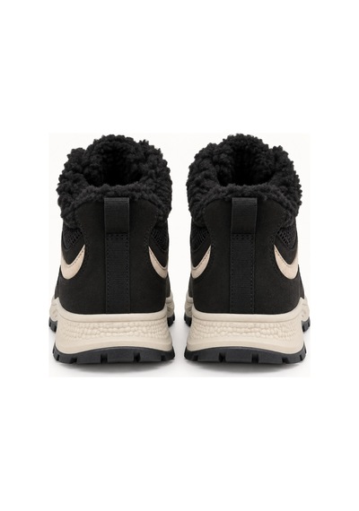Muggo Nortex Kürklü Fermuarlı Kalın Taban Bağcıklı Kışlık Kadın Sneaker Bot Siyah