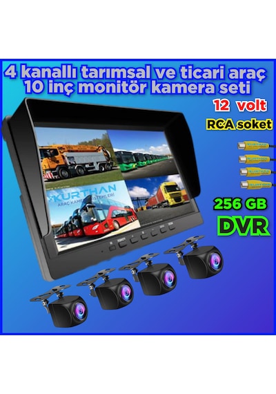 Hybrid Dvr 10'' Ekran 4 Ad 170'' Balık Gözü Lens Geniş Açı Kamera