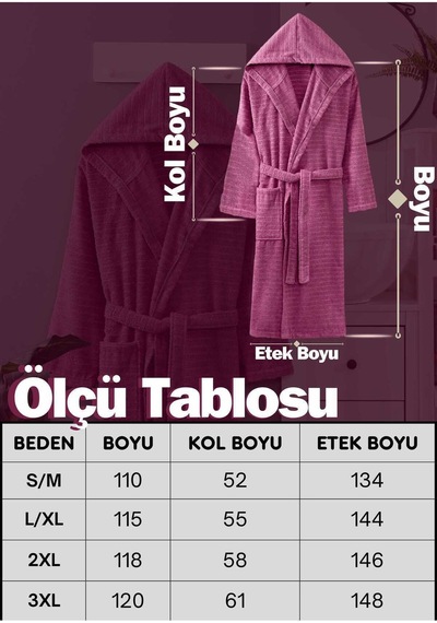 Doğa Mürdüm Kapüşonlu Bornoz