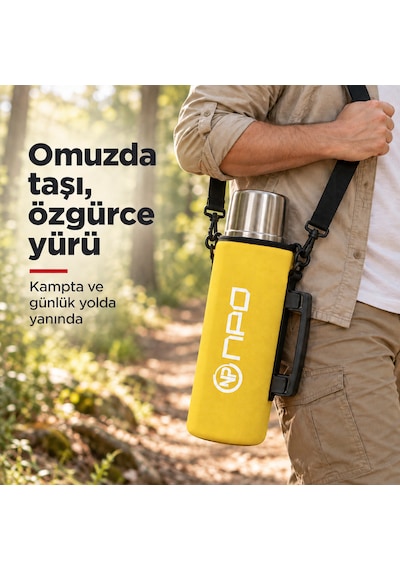 Npo Nt01 2 Katman Vakum Teknolojili 24h Sıcak 48h Soğuk 72h Buzlu Koruma Çelik Termos Sarı Kılıflı
